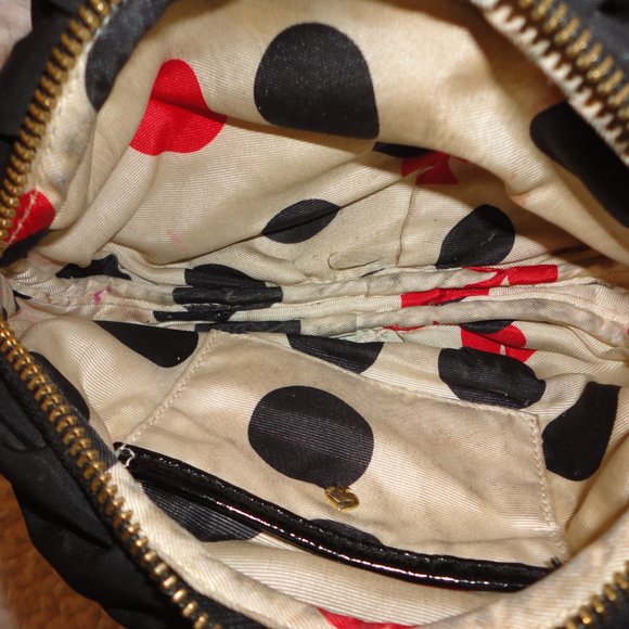 KATE SPADE "Greta" Black Canvas with Silver Chain Small Crossbody Purse - Picture 5 of 8